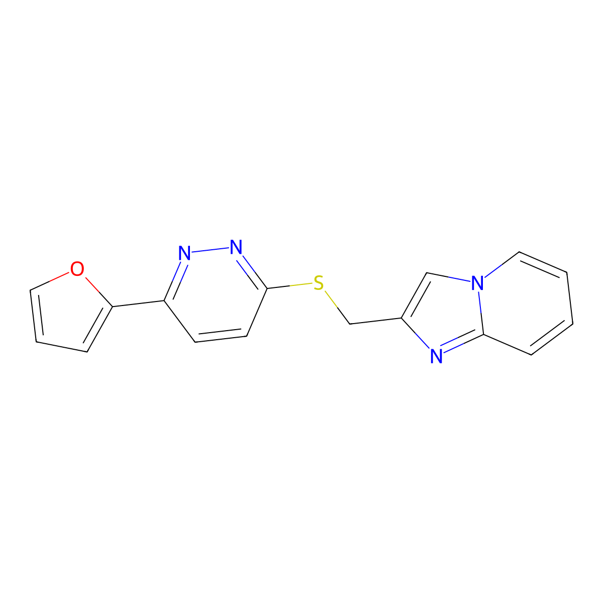 2-(((6-(Furan-2-yl)pyridazin-3-yl)thio)methyl)imidazo[1,2-a]pyridine molecular structure, CAS 1206985-55-8