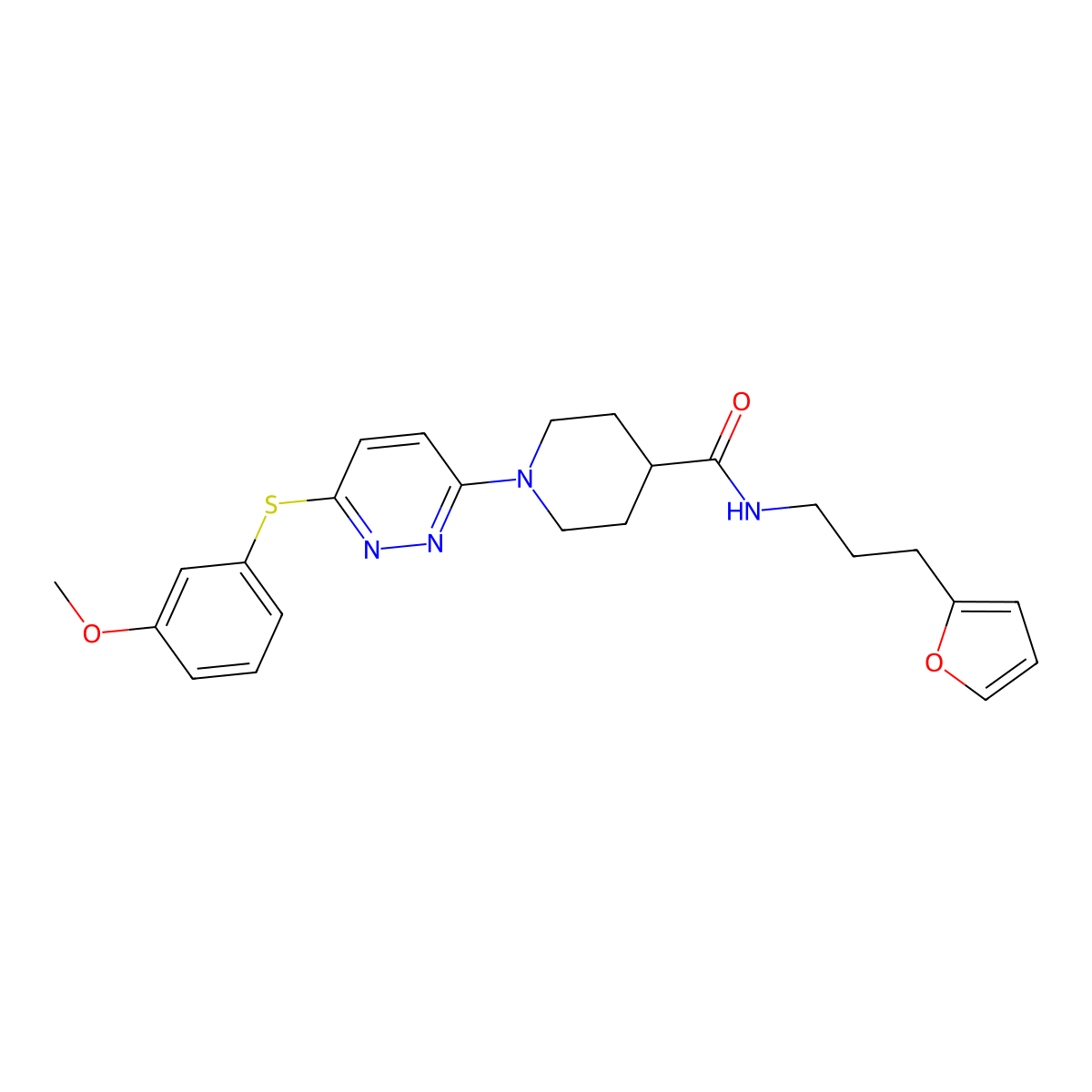 N-[3-(furan-2-yl)propyl]-1-{6-[(3-methoxyphenyl)sulfanyl]pyridazin-3-yl}piperidine-4-carboxamide molecular structure, CAS 1206985-56-9
