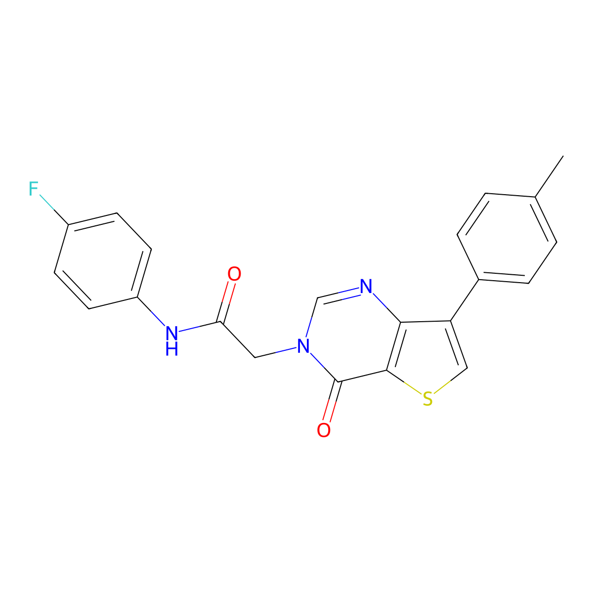 N-(4-fluorophenyl)-2-[7-(4-methylphenyl)-4-oxothieno[3,2-d]pyrimidin-3(4H)-yl]acetamide molecular structure, CAS 1206985-59-2