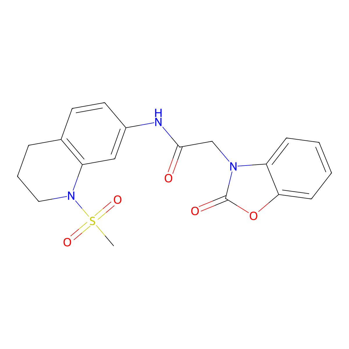 N-(1-(methylsulfonyl)-1,2,3,4-tetrahydroquinolin-7-yl)-2-(2-oxobenzo[d]oxazol-3(2H)-yl)acetamide molecular structure, CAS 1206985-60-5