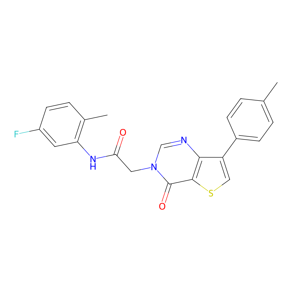 N-(5-fluoro-2-methylphenyl)-2-[7-(4-methylphenyl)-4-oxothieno[3,2-d]pyrimidin-3(4H)-yl]acetamide molecular structure, CAS 1206985-64-9
