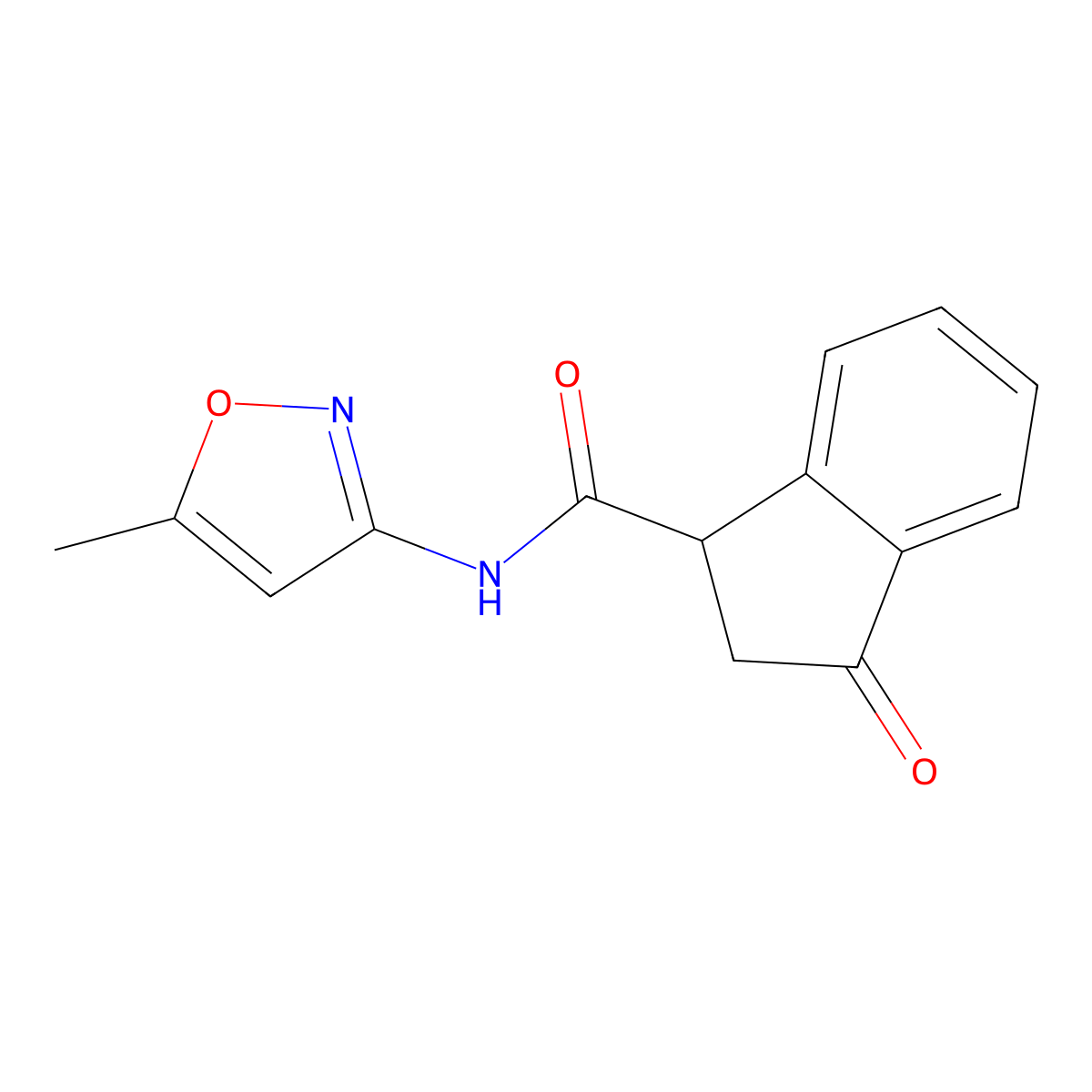 N-(5-methylisoxazol-3-yl)-3-oxo-2,3-dihydro-1H-indene-1-carboxamide molecular structure, CAS 1206985-66-1