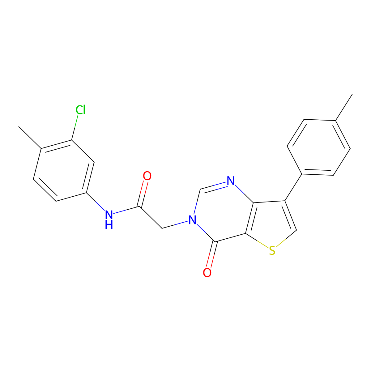 N-(3-chloro-4-methylphenyl)-2-[7-(4-methylphenyl)-4-oxothieno[3,2-d]pyrimidin-3(4H)-yl]acetamide molecular structure, CAS 1206985-67-2