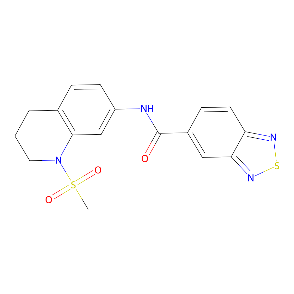 N-(1-(methylsulfonyl)-1,2,3,4-tetrahydroquinolin-7-yl)benzo[c][1,2,5]thiadiazole-5-carboxamide molecular structure, CAS 1206985-68-3