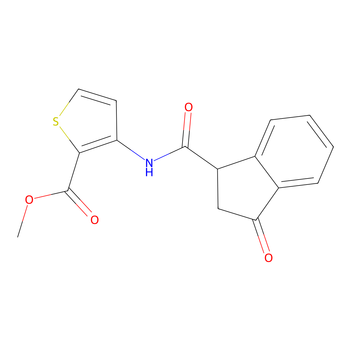 methyl 3-(3-oxo-2,3-dihydro-1H-indene-1-amido)thiophene-2-carboxylate molecular structure, CAS 1206985-75-2