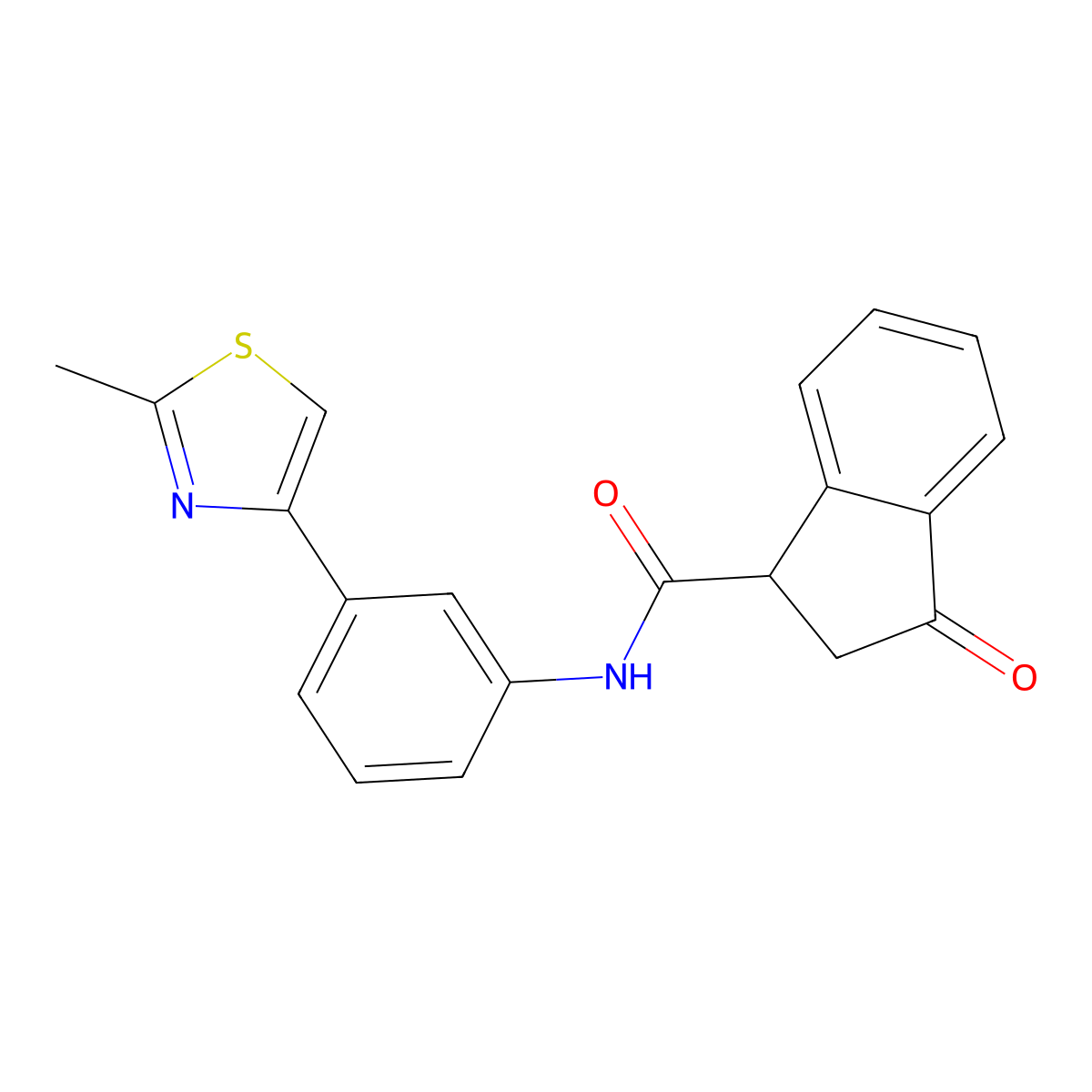 N-(3-(2-methylthiazol-4-yl)phenyl)-3-oxo-2,3-dihydro-1H-indene-1-carboxamide molecular structure, CAS 1206985-78-5