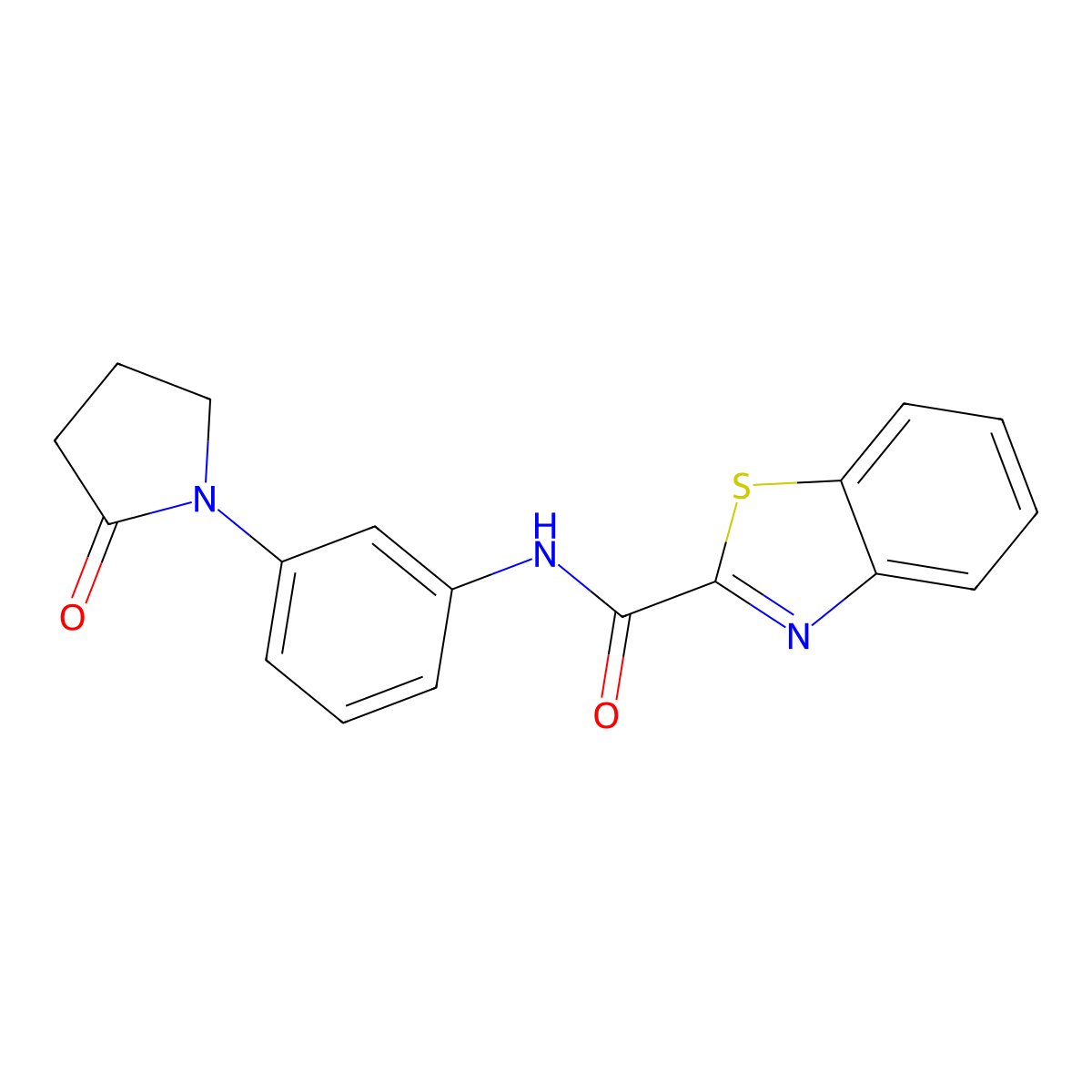 N-[3-(2-oxopyrrolidin-1-yl)phenyl]-1,3-benzothiazole-2-carboxamide molecular structure, CAS 1206985-79-6