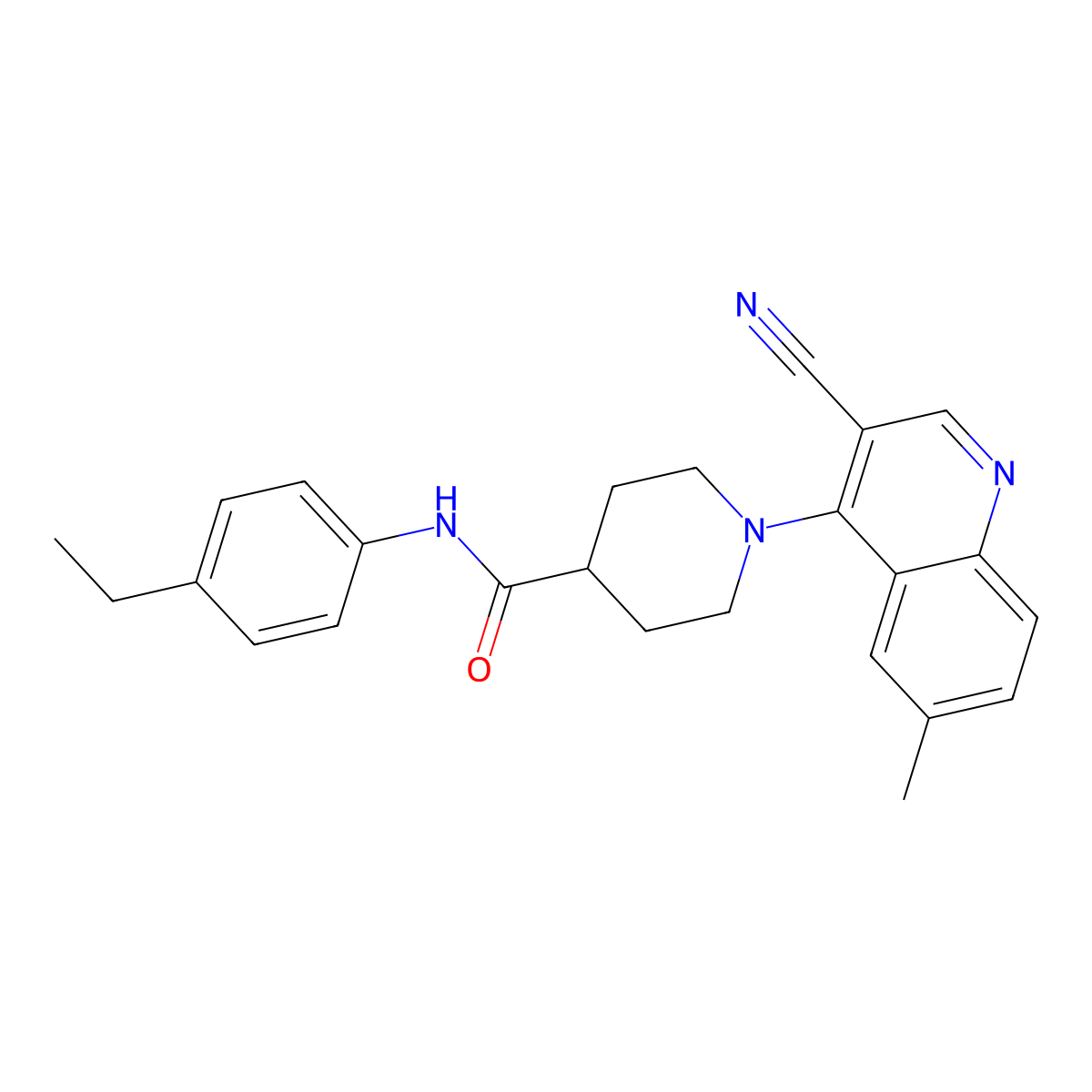 1-(3-cyano-6-methylquinolin-4-yl)-N-(4-ethylphenyl)piperidine-4-carboxamide molecular structure, CAS 1206985-93-4