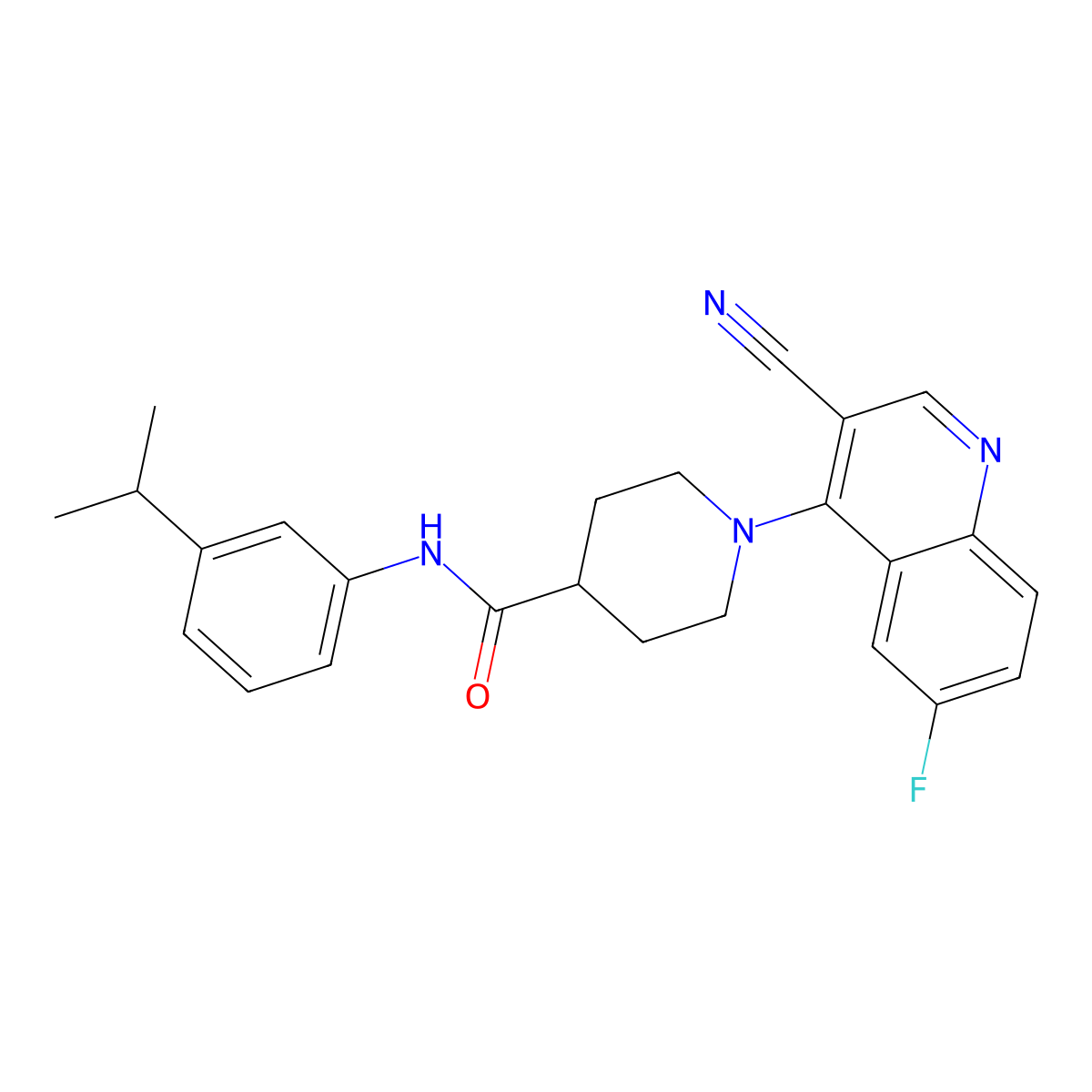 1-(3-cyano-6-fluoroquinolin-4-yl)-N-[3-(propan-2-yl)phenyl]piperidine-4-carboxamide molecular structure, CAS 1206985-97-8