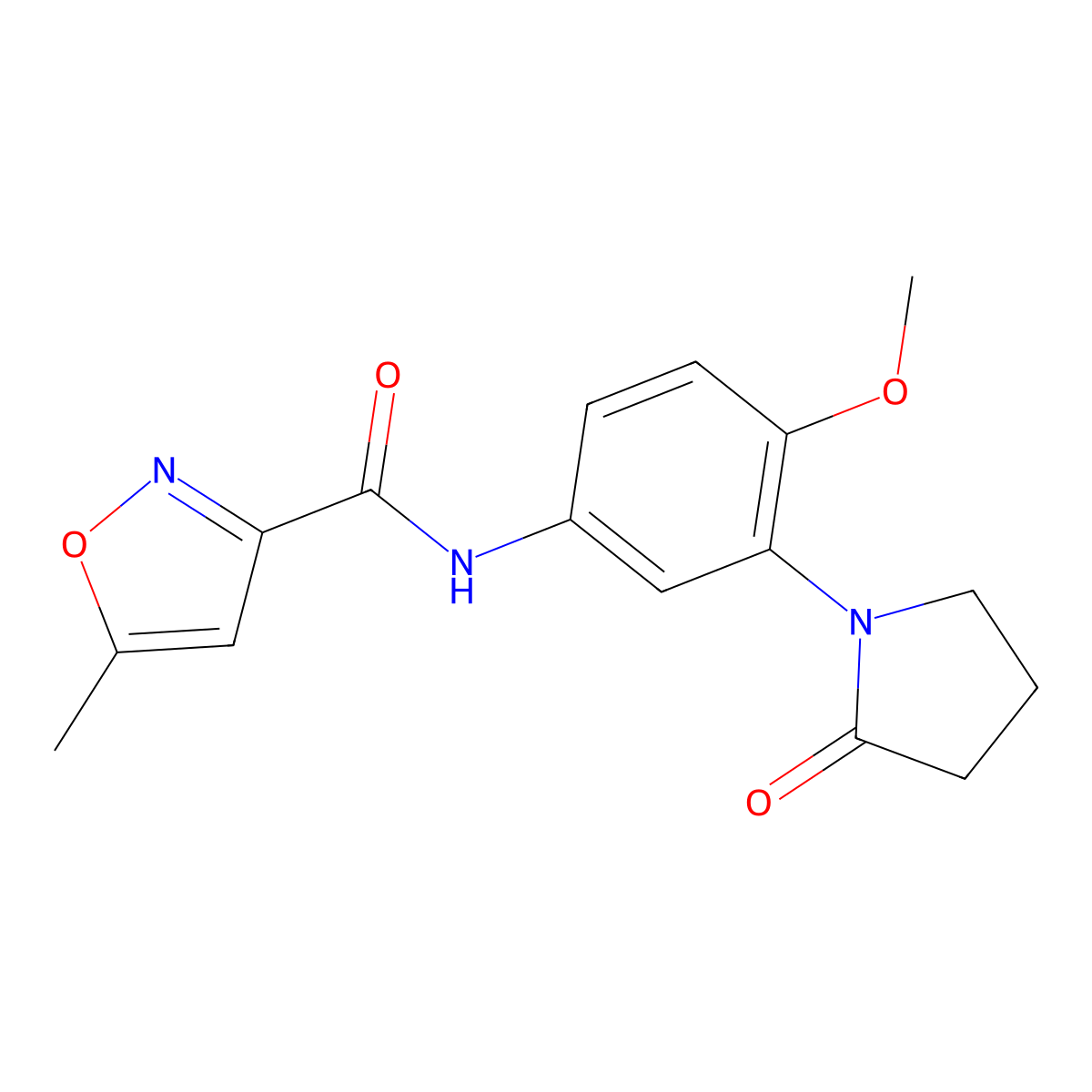 N-(4-methoxy-3-(2-oxopyrrolidin-1-yl)phenyl)-5-methylisoxazole-3-carboxamide molecular structure, CAS 1206985-99-0