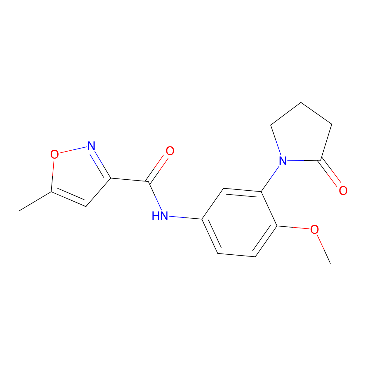 N-(4-methoxy-3-(2-oxopyrrolidin-1-yl)phenyl)-5-methylisoxazole-3-carboxamide molecular structure, CAS 1206985-99-0