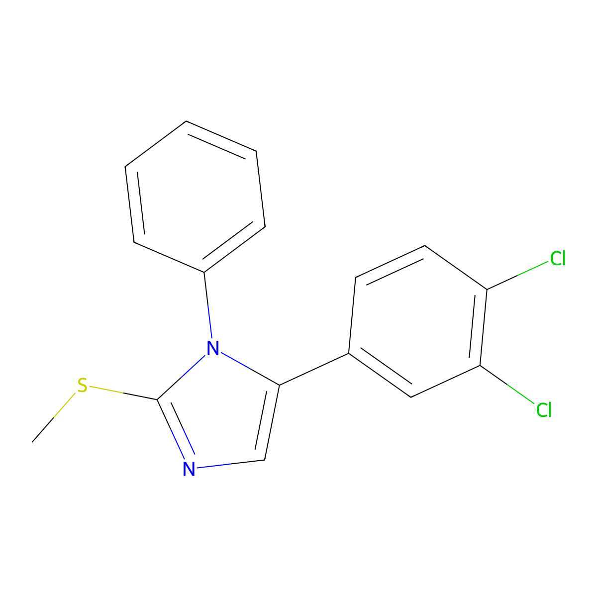 5-(3,4-dichlorophenyl)-2-(methylthio)-1-phenyl-1H-imidazole molecular structure, CAS 1206986-12-0