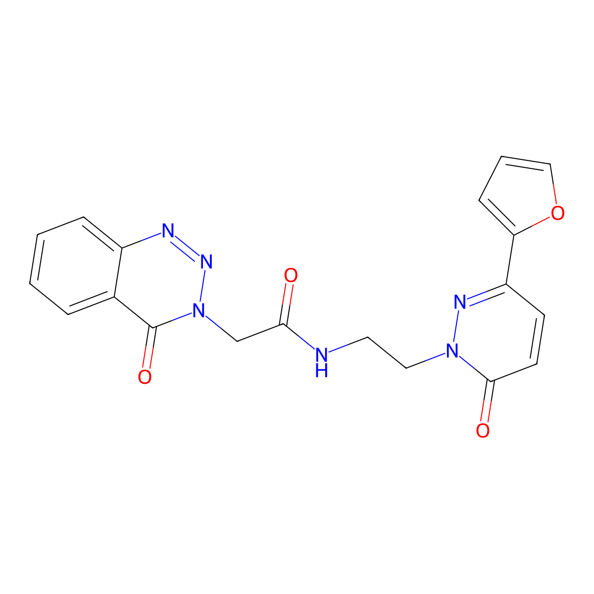 N-(2-(3-(furan-2-yl)-6-oxopyridazin-1(6H)-yl)ethyl)-2-(4-oxobenzo[d][1,2,3]triazin-3(4H)-yl)acetamide molecular structure, CAS 1206986-15-3