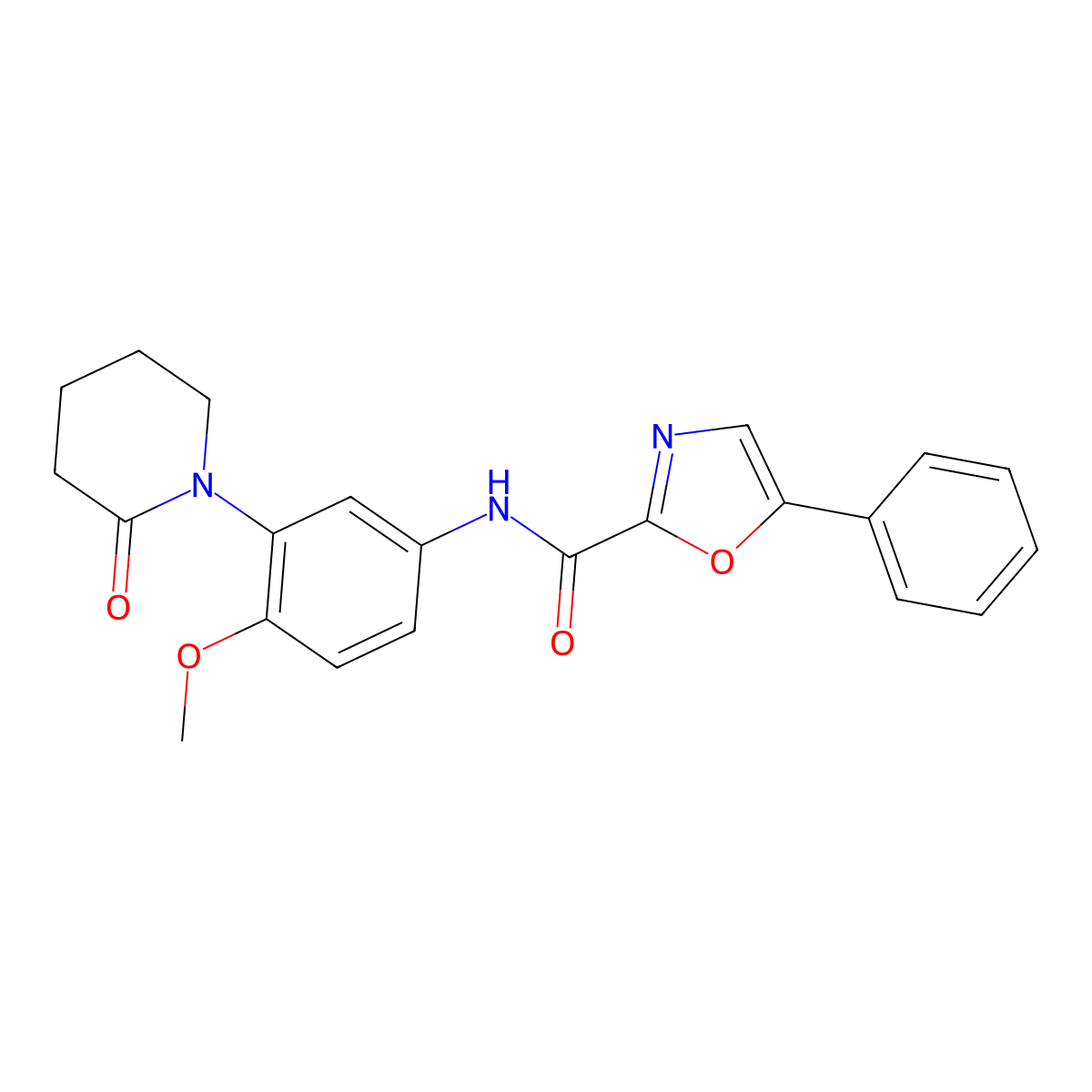 N-(4-methoxy-3-(2-oxopiperidin-1-yl)phenyl)-5-phenyloxazole-2-carboxamide molecular structure, CAS 1206986-16-4