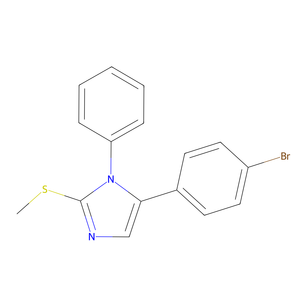 5-(4-bromophenyl)-2-(methylthio)-1-phenyl-1H-imidazole molecular structure, CAS 1206986-17-5