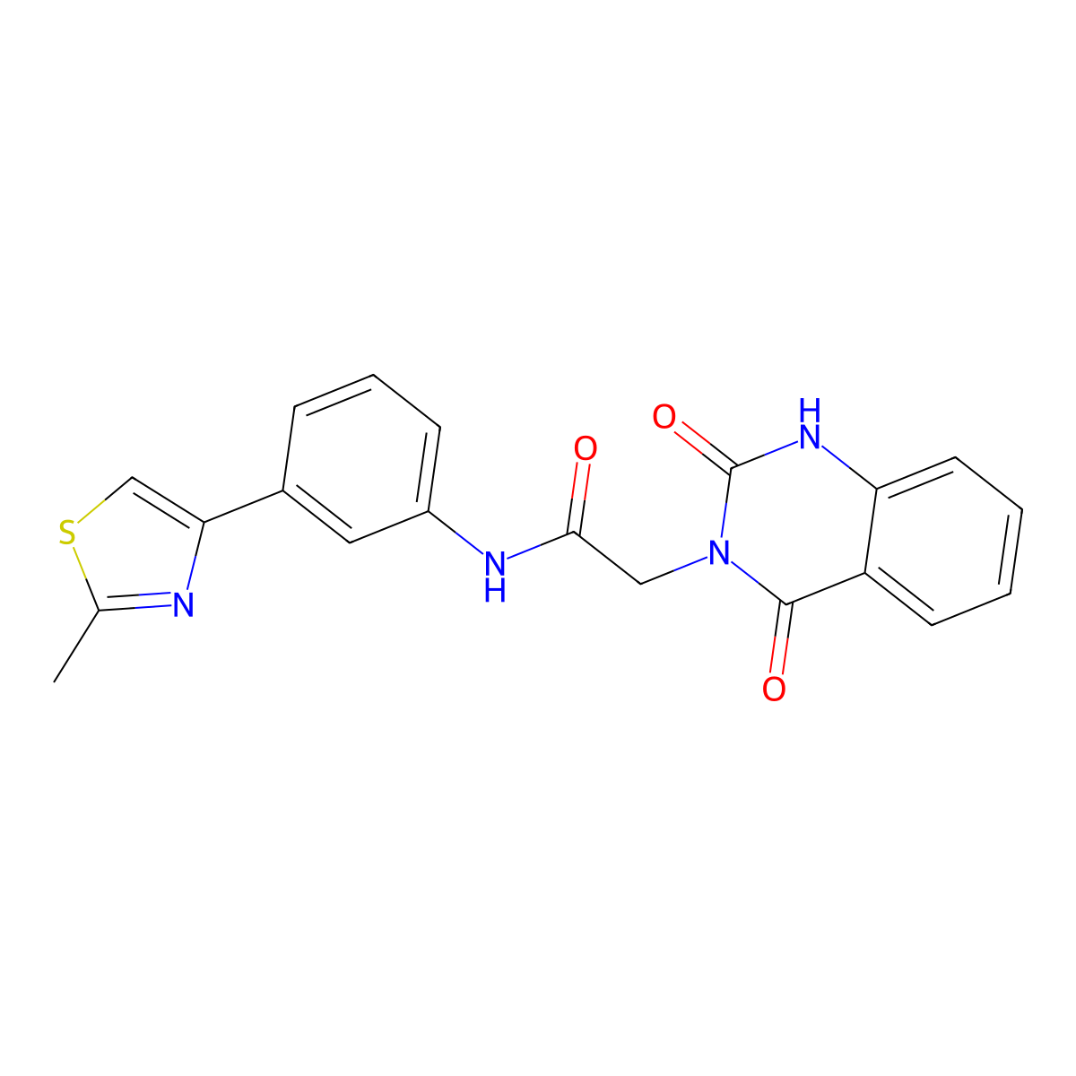 2-(2,4-dioxo-1,2-dihydroquinazolin-3(4H)-yl)-N-(3-(2-methylthiazol-4-yl)phenyl)acetamide molecular structure, CAS 1206986-19-7