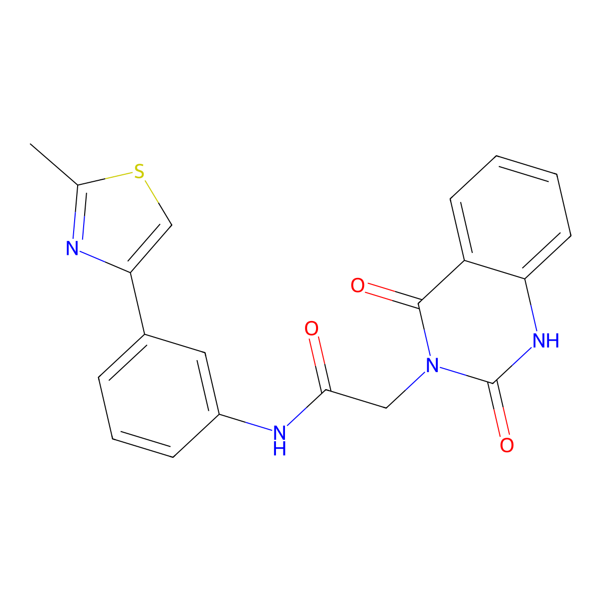 2-(2,4-dioxo-1,2-dihydroquinazolin-3(4H)-yl)-N-(3-(2-methylthiazol-4-yl)phenyl)acetamide molecular structure, CAS 1206986-19-7