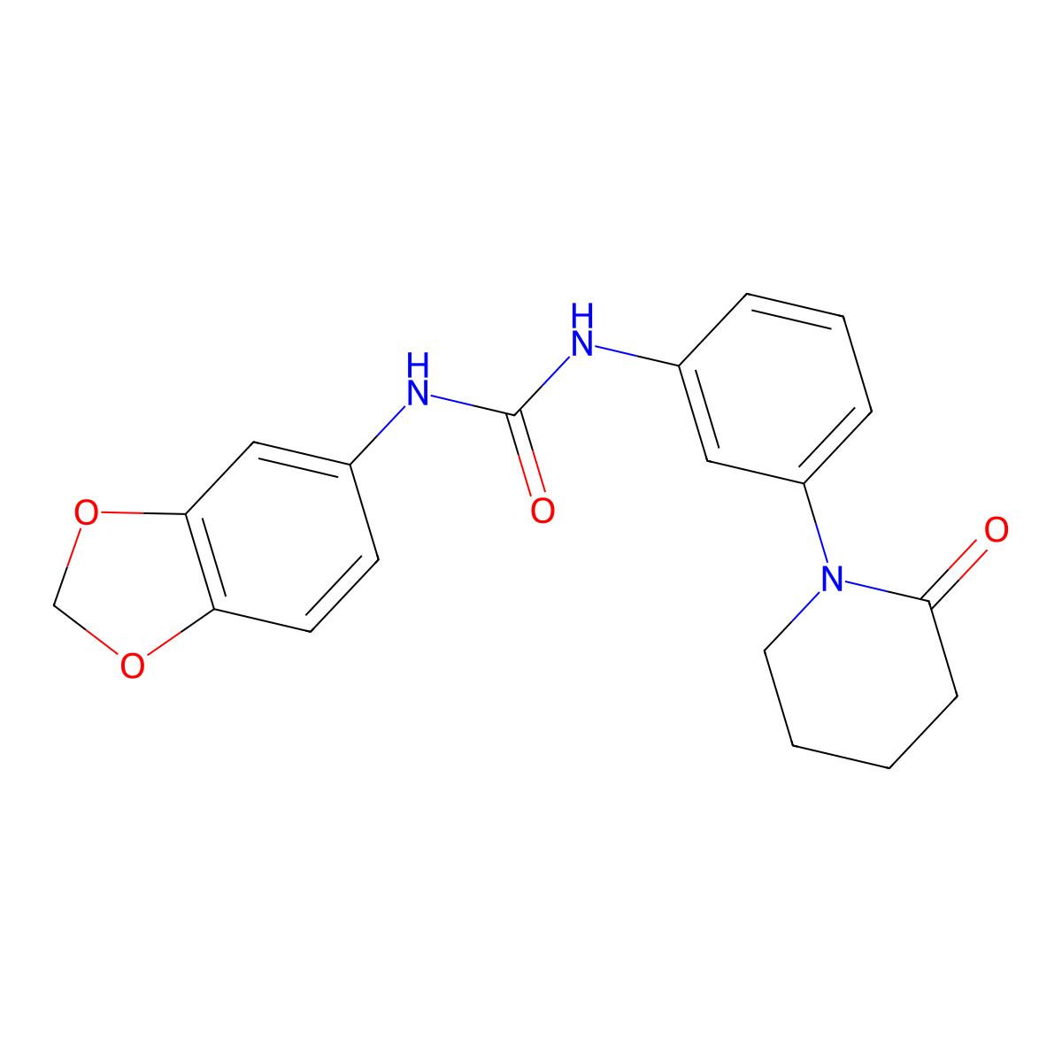 1-(Benzo[d][1,3]dioxol-5-yl)-3-(3-(2-oxopiperidin-1-yl)phenyl)urea molecular structure, CAS 1206986-20-0