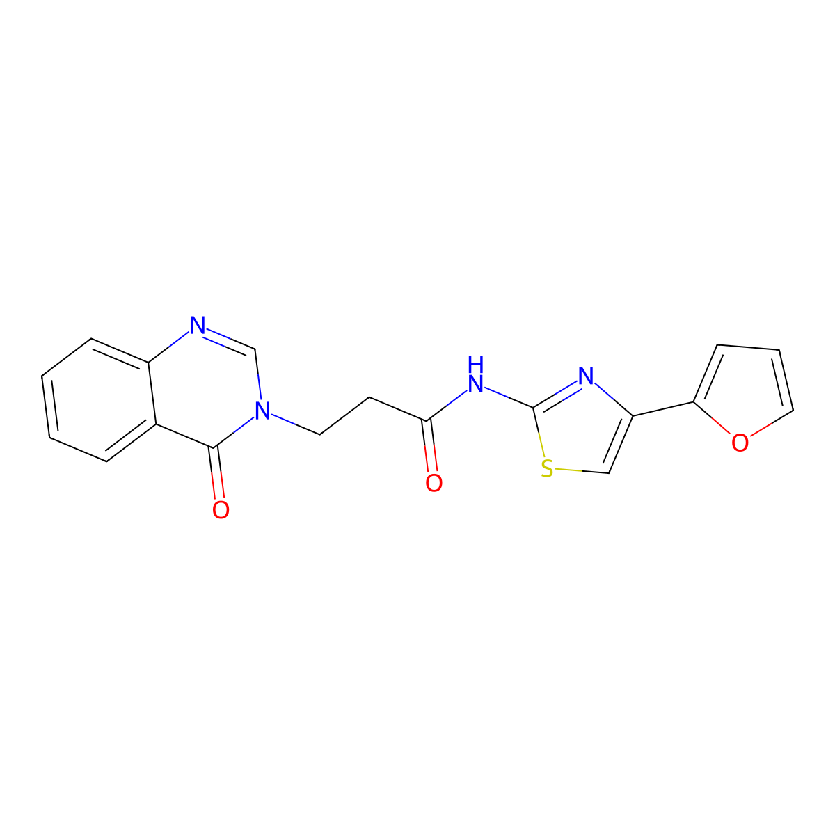N-(4-(furan-2-yl)thiazol-2-yl)-3-(4-oxoquinazolin-3(4H)-yl)propanamide molecular structure, CAS 1206986-29-9