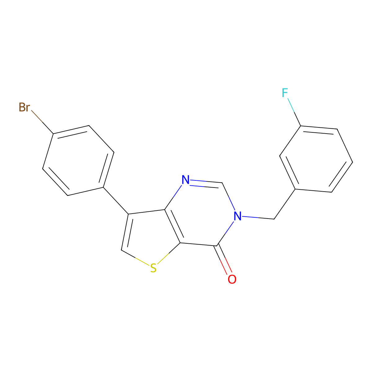 7-(4-bromophenyl)-3-(3-fluorobenzyl)thieno[3,2-d]pyrimidin-4(3H)-one molecular structure, CAS 1206986-31-3