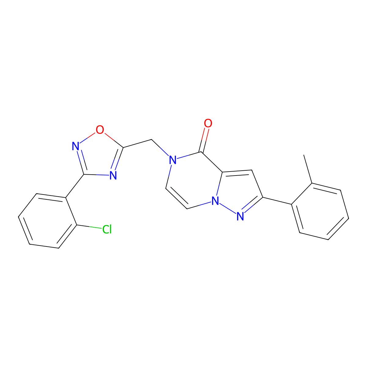 5-((3-(2-chlorophenyl)-1,2,4-oxadiazol-5-yl)methyl)-2-(o-tolyl)pyrazolo[1,5-a]pyrazin-4(5H)-one molecular structure, CAS 1206986-33-5