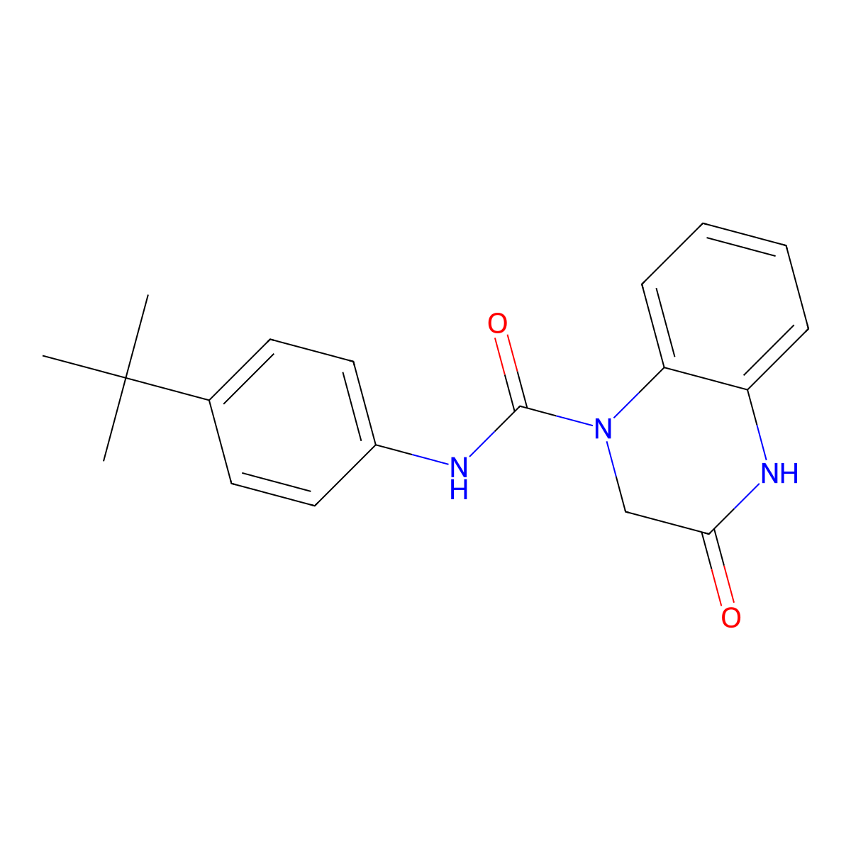 N-(4-(tert-butyl)phenyl)-3-oxo-3,4-dihydroquinoxaline-1(2H)-carboxamide molecular structure, CAS 1206986-37-9