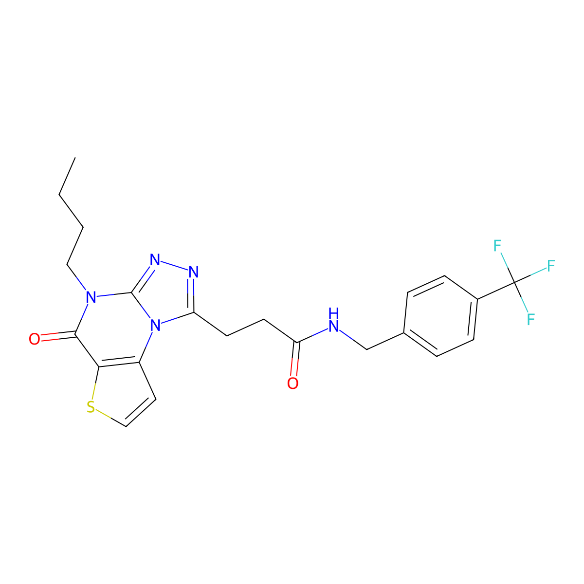 3-(4-butyl-5-oxo-4,5-dihydrothieno[2,3-e][1,2,4]triazolo[4,3-a]pyrimidin-1-yl)-N-(4-(trifluoromethyl)benzyl)propanamide molecular structure, CAS 1206986-40-4