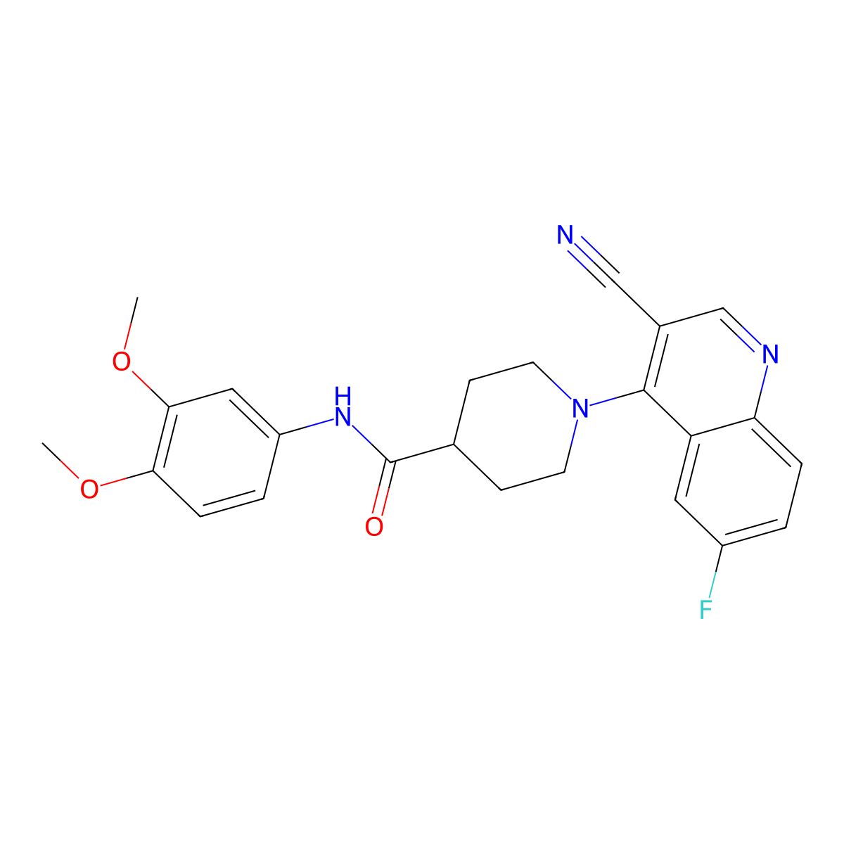 1-(3-cyano-6-fluoroquinolin-4-yl)-N-(3,4-dimethoxyphenyl)piperidine-4-carboxamide molecular structure, CAS 1206986-41-5