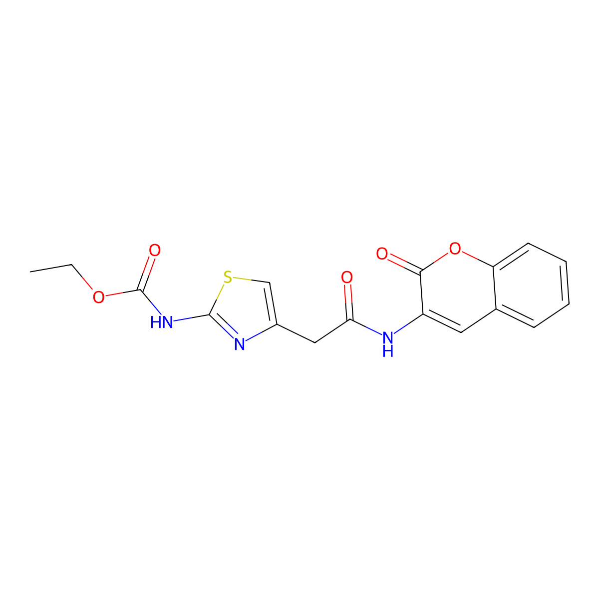 ethyl (4-(2-oxo-2-((2-oxo-2H-chromen-3-yl)amino)ethyl)thiazol-2-yl)carbamate molecular structure, CAS 1206986-48-2