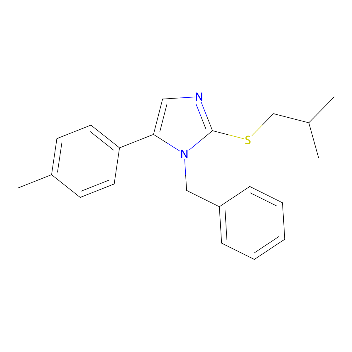 1-benzyl-2-(isobutylthio)-5-(p-tolyl)-1H-imidazole molecular structure, CAS 1206986-51-7