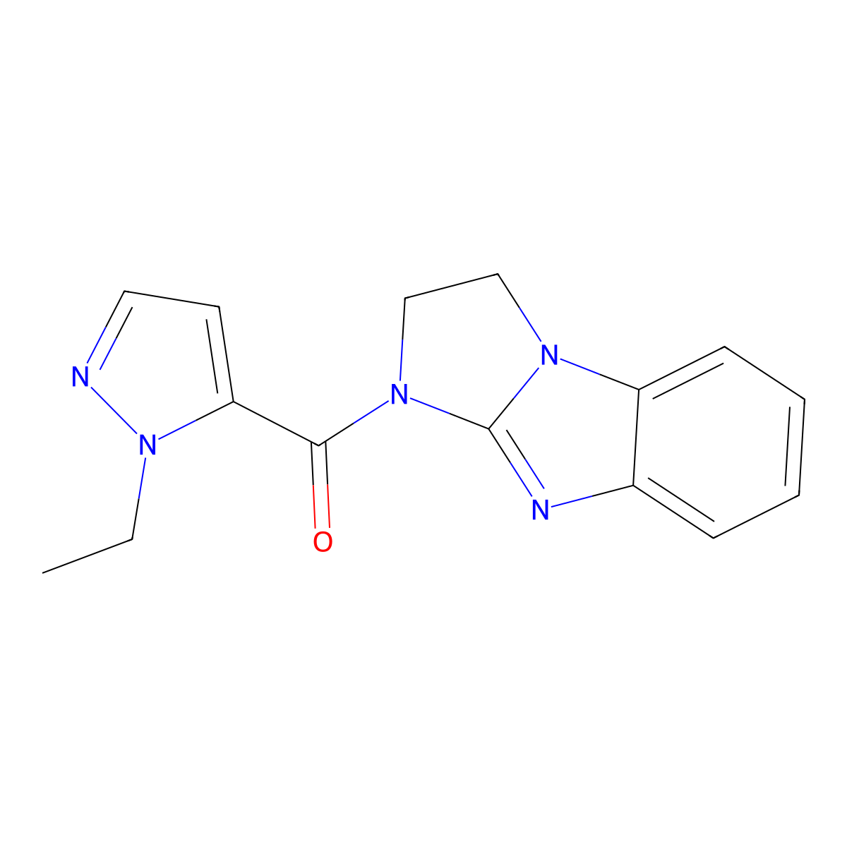 (2,3-dihydro-1H-benzo[d]imidazo[1,2-a]imidazol-1-yl)(1-ethyl-1H-pyrazol-5-yl)methanone molecular structure, CAS 1206986-54-0