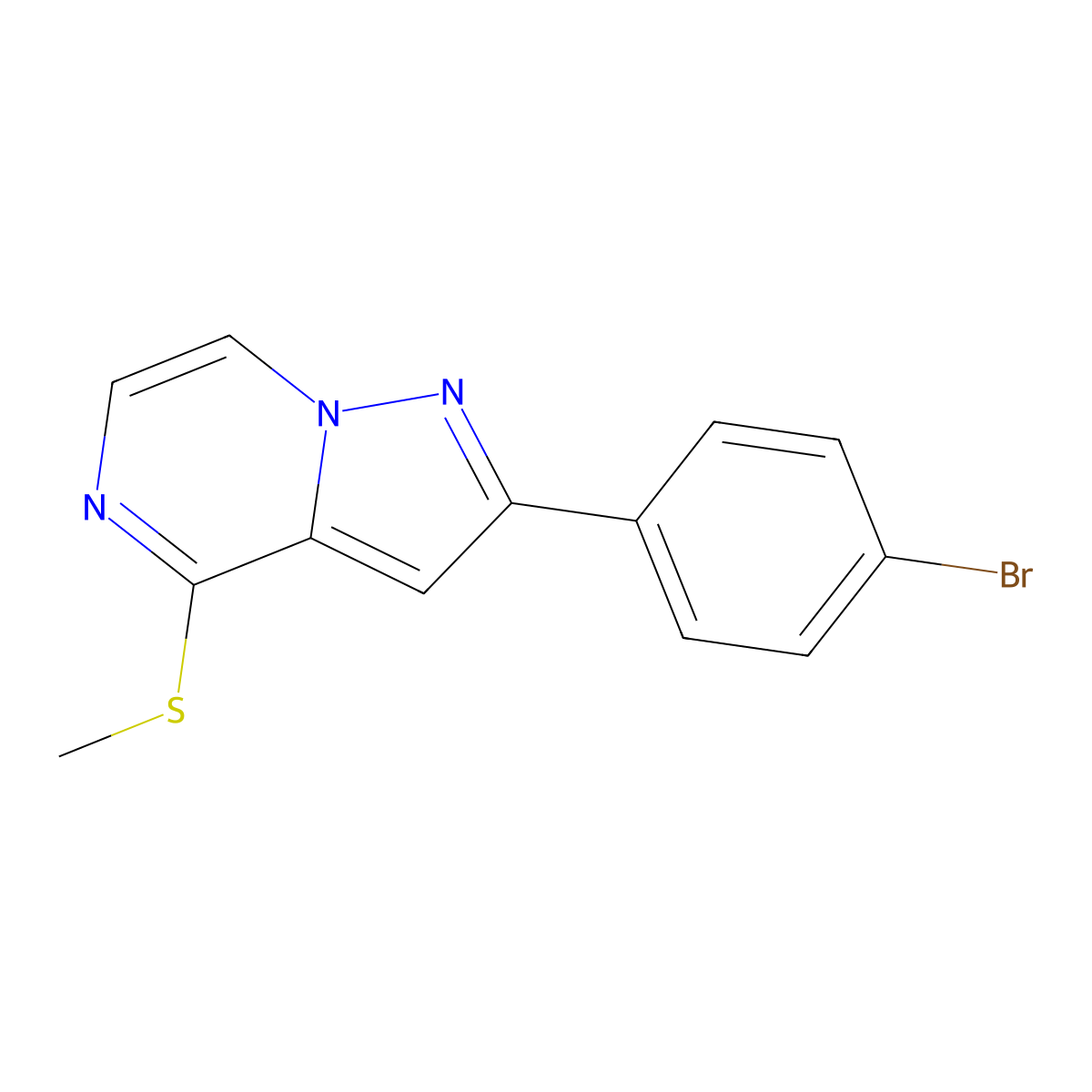 2-(4-Bromophenyl)-4-(methylthio)pyrazolo[1,5-a]pyrazine molecular structure, CAS 1206986-57-3