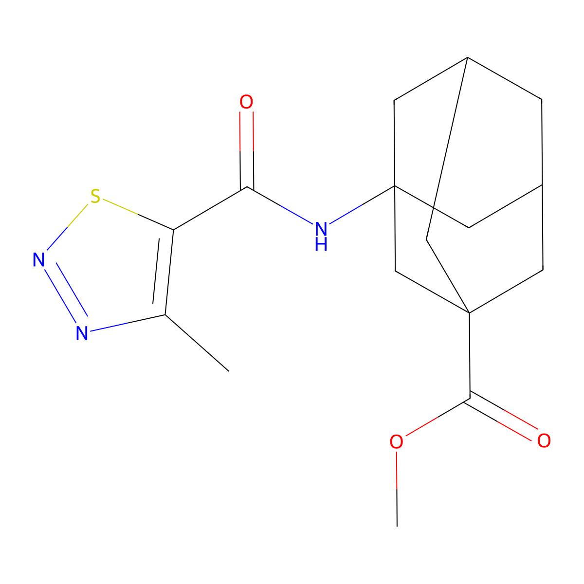 Methyl 3-(4-methyl-1,2,3-thiadiazole-5-amido)adamantane-1-carboxylate molecular structure, CAS 1206986-59-5