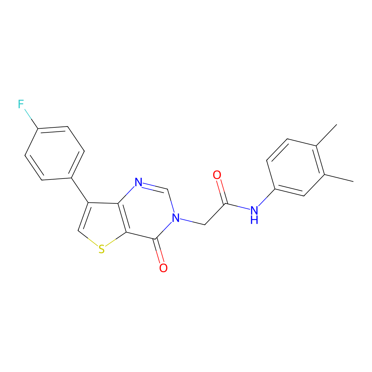 N-(3,4-dimethylphenyl)-2-[7-(4-fluorophenyl)-4-oxothieno[3,2-d]pyrimidin-3(4H)-yl]acetamide molecular structure, CAS 1206986-64-2