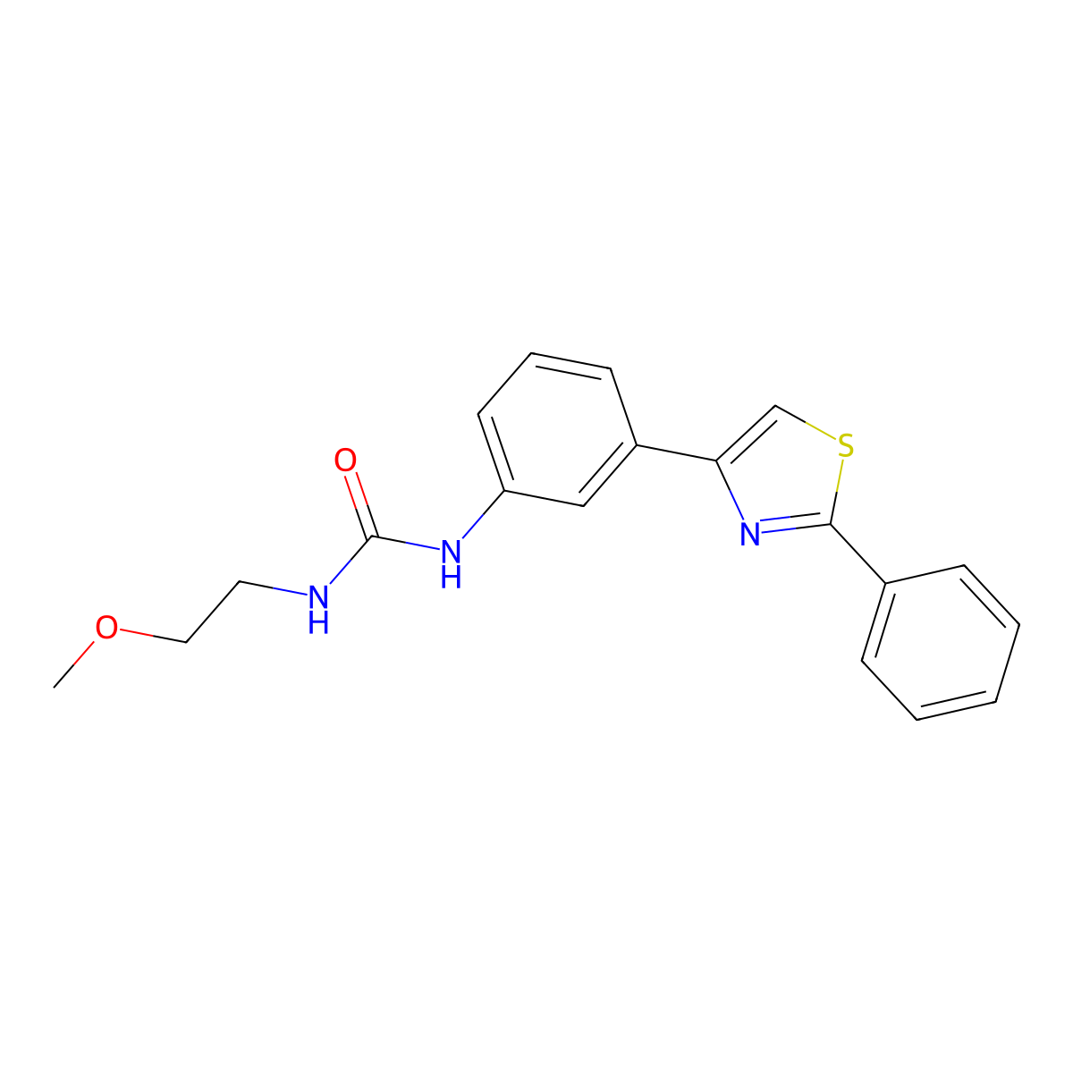 1-(2-Methoxyethyl)-3-(3-(2-phenylthiazol-4-yl)phenyl)urea molecular structure, CAS 1206986-65-3