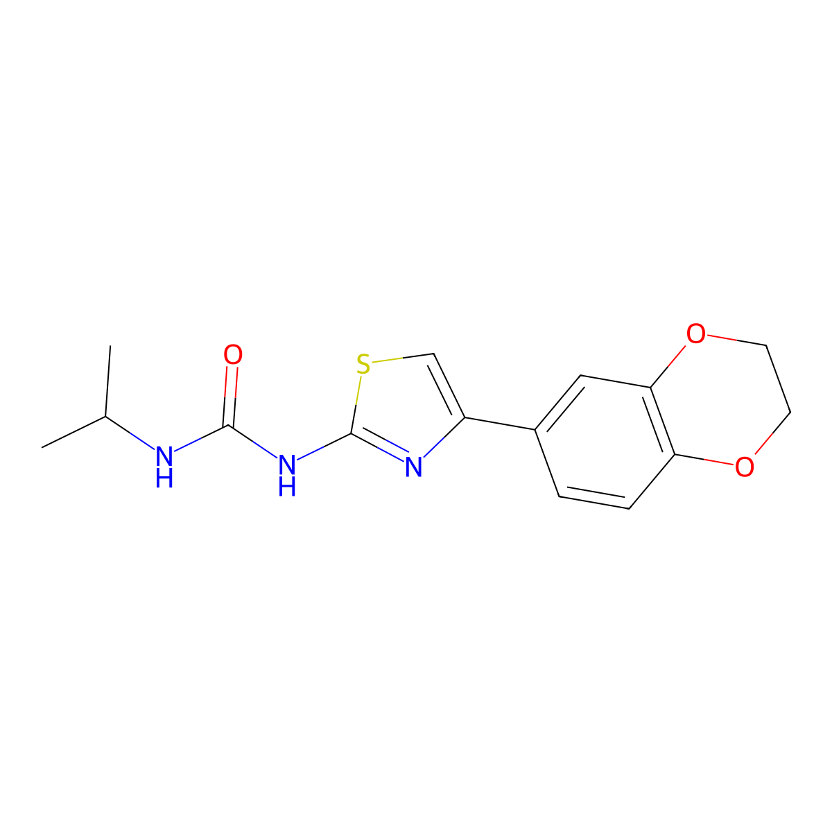 1-(4-(2,3-Dihydrobenzo[b][1,4]dioxin-6-yl)thiazol-2-yl)-3-isopropylurea molecular structure, CAS 1206986-66-4