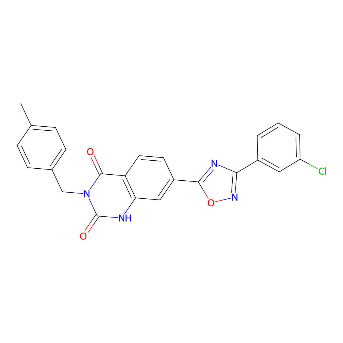 7-(3-(3-chlorophenyl)-1,2,4-oxadiazol-5-yl)-3-(4-methylbenzyl)quinazoline-2,4(1H,3H)-dione molecular structure, CAS 1206986-67-5