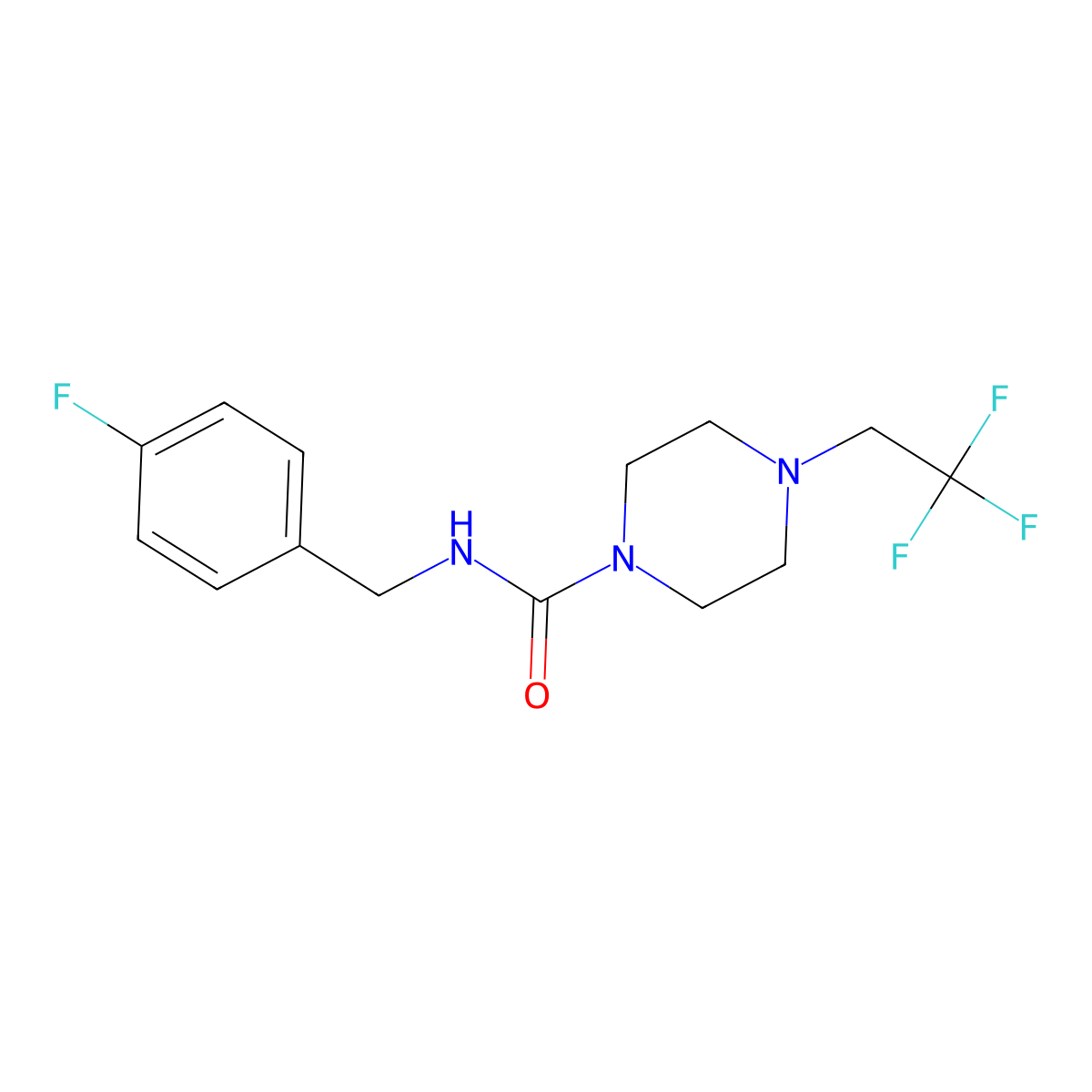 N-(4-fluorobenzyl)-4-(2,2,2-trifluoroethyl)piperazine-1-carboxamide molecular structure, CAS 1206986-69-7
