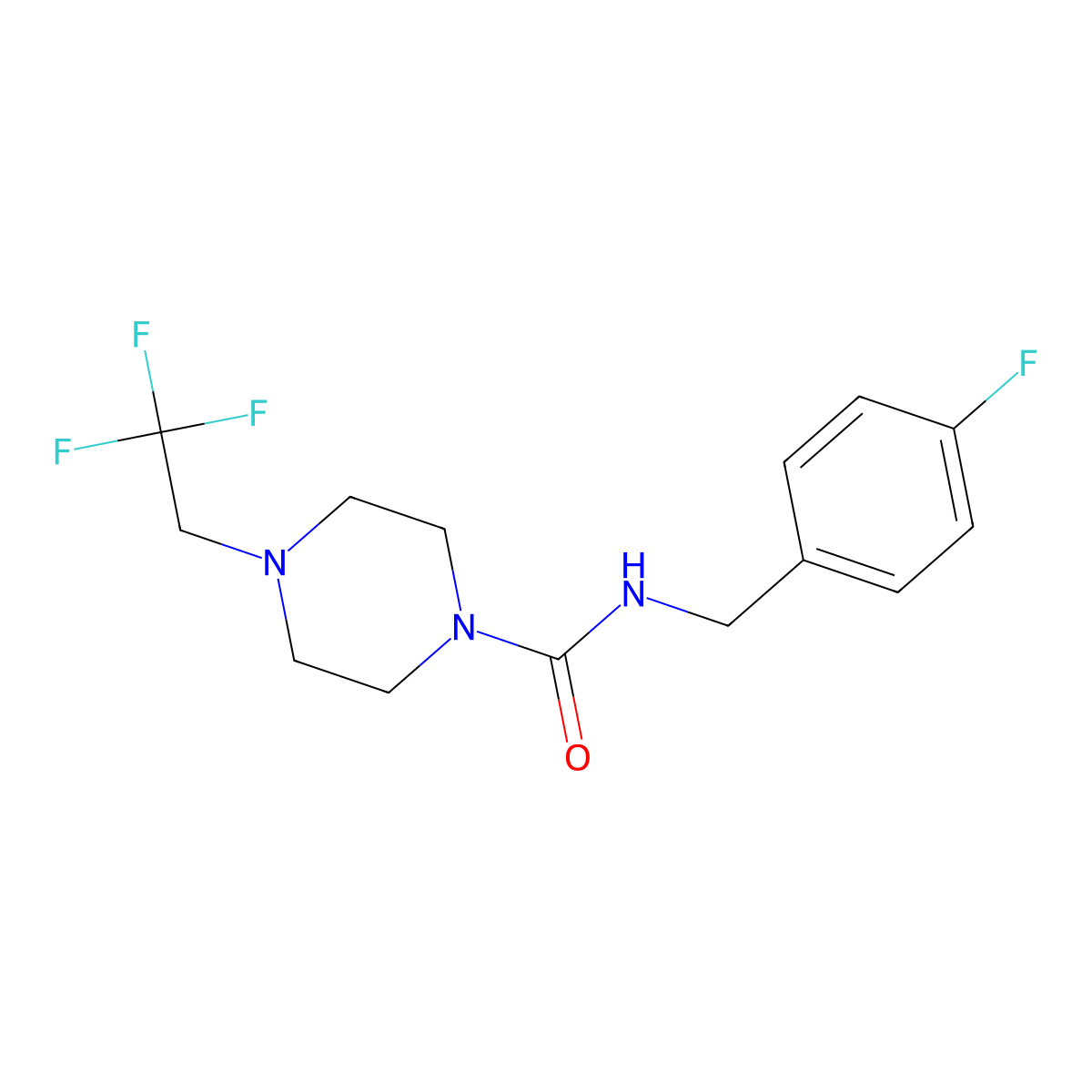 N-(4-fluorobenzyl)-4-(2,2,2-trifluoroethyl)piperazine-1-carboxamide molecular structure, CAS 1206986-69-7