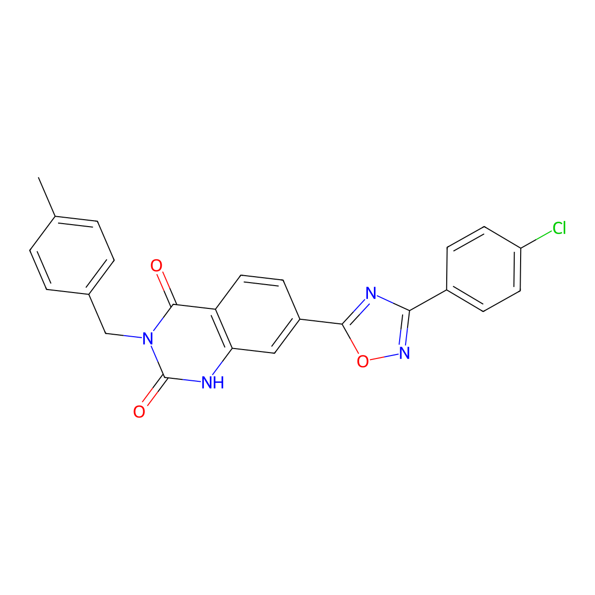 7-[3-(4-Chlorophenyl)-1,2,4-oxadiazol-5-yl]-3-[(4-methylphenyl)methyl]-1,2,3,4-tetrahydroquinazoline-2,4-dione molecular structure, CAS 1206986-72-2