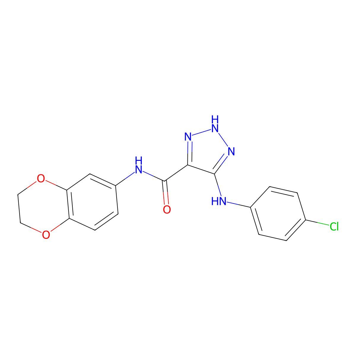 5-[(4-chlorophenyl)amino]-N-(2,3-dihydro-1,4-benzodioxin-6-yl)-1H-1,2,3-triazole-4-carboxamide molecular structure, CAS 1206986-78-8