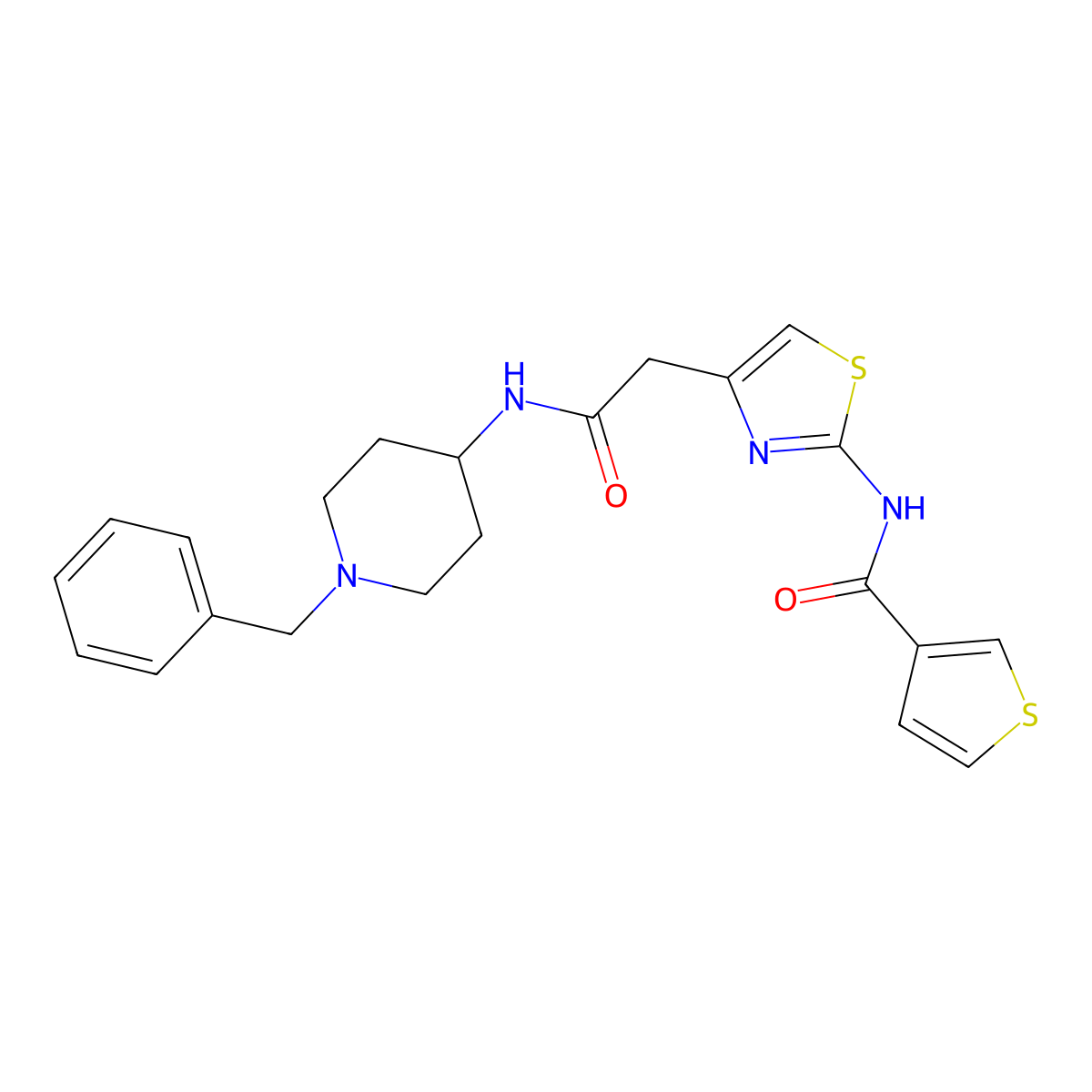 N-(4-(2-((1-benzylpiperidin-4-yl)amino)-2-oxoethyl)thiazol-2-yl)thiophene-3-carboxamide molecular structure, CAS 1206986-83-5