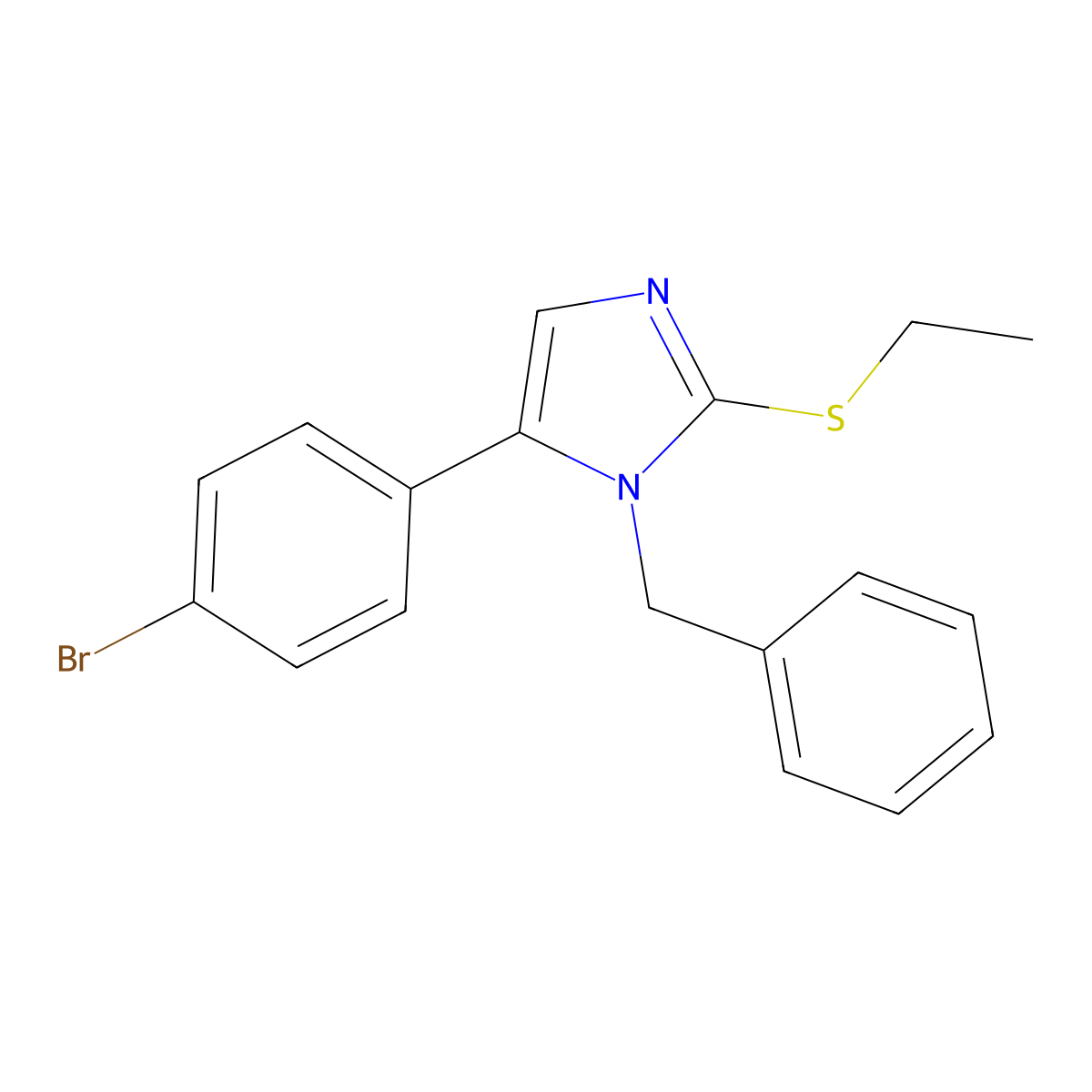 1-benzyl-5-(4-bromophenyl)-2-(ethylthio)-1H-imidazole molecular structure, CAS 1206986-84-6