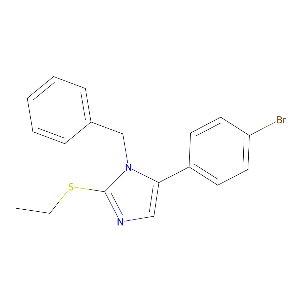 1-benzyl-5-(4-bromophenyl)-2-(ethylthio)-1H-imidazole molecular structure, CAS 1206986-84-6