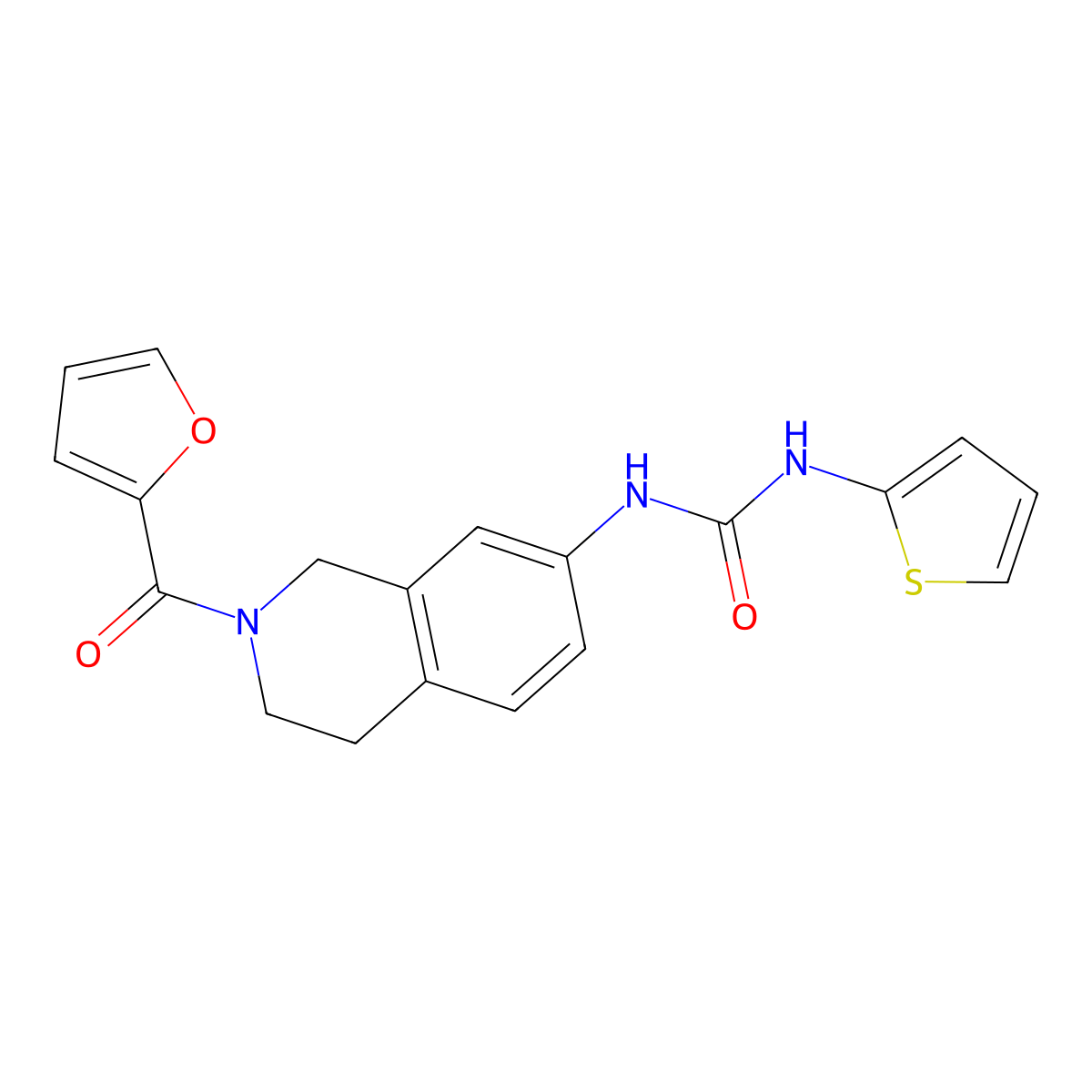 1-(2-(Furan-2-carbonyl)-1,2,3,4-tetrahydroisoquinolin-7-yl)-3-(thiophen-2-yl)urea molecular structure, CAS 1206986-90-4