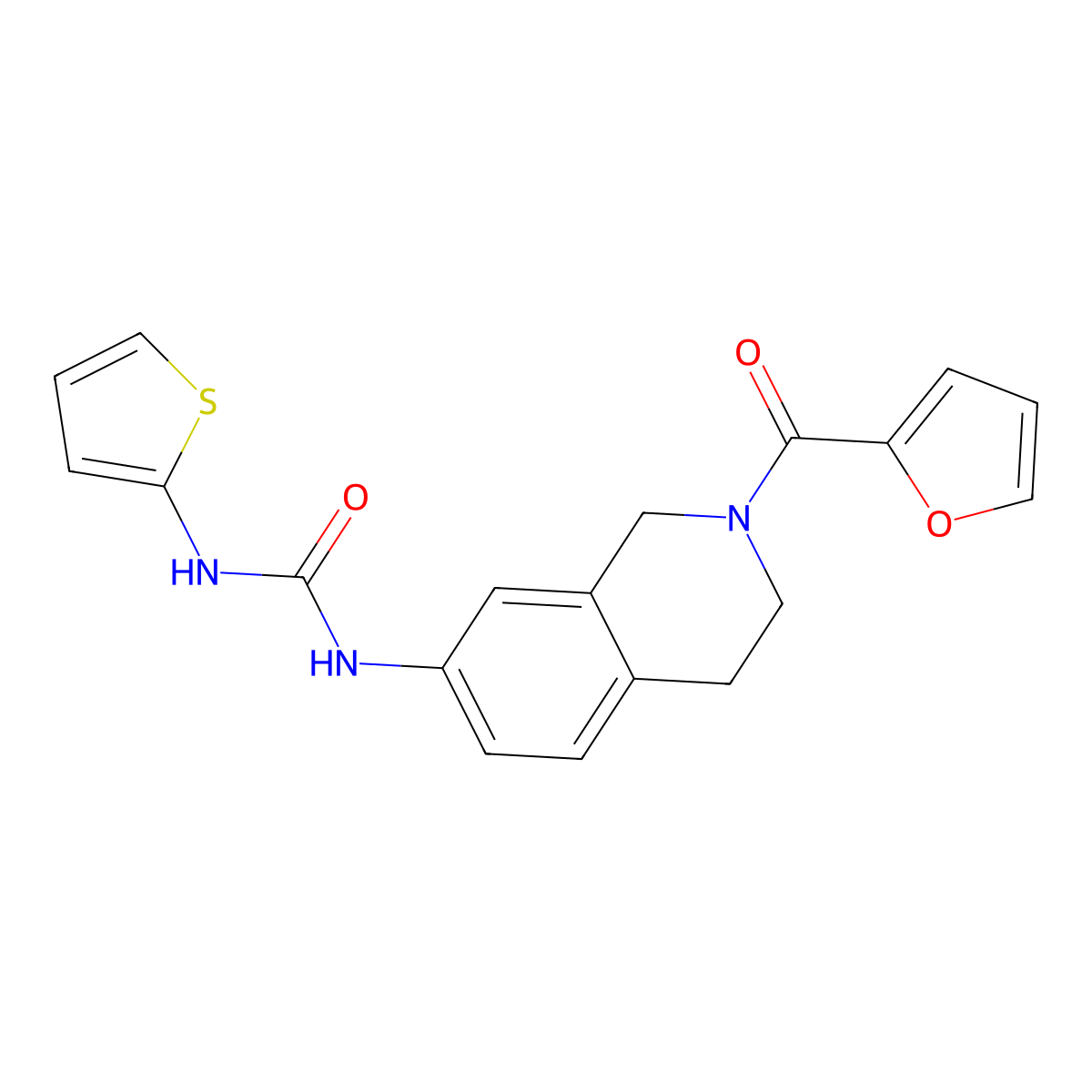 1-(2-(Furan-2-carbonyl)-1,2,3,4-tetrahydroisoquinolin-7-yl)-3-(thiophen-2-yl)urea molecular structure, CAS 1206986-90-4