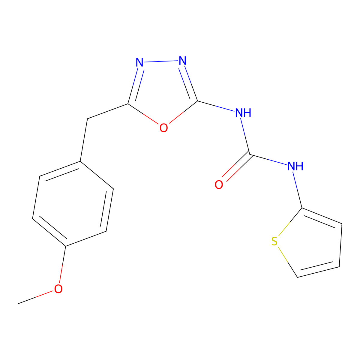 1-(5-(4-Methoxybenzyl)-1,3,4-oxadiazol-2-yl)-3-(thiophen-2-yl)urea molecular structure, CAS 1206986-91-5