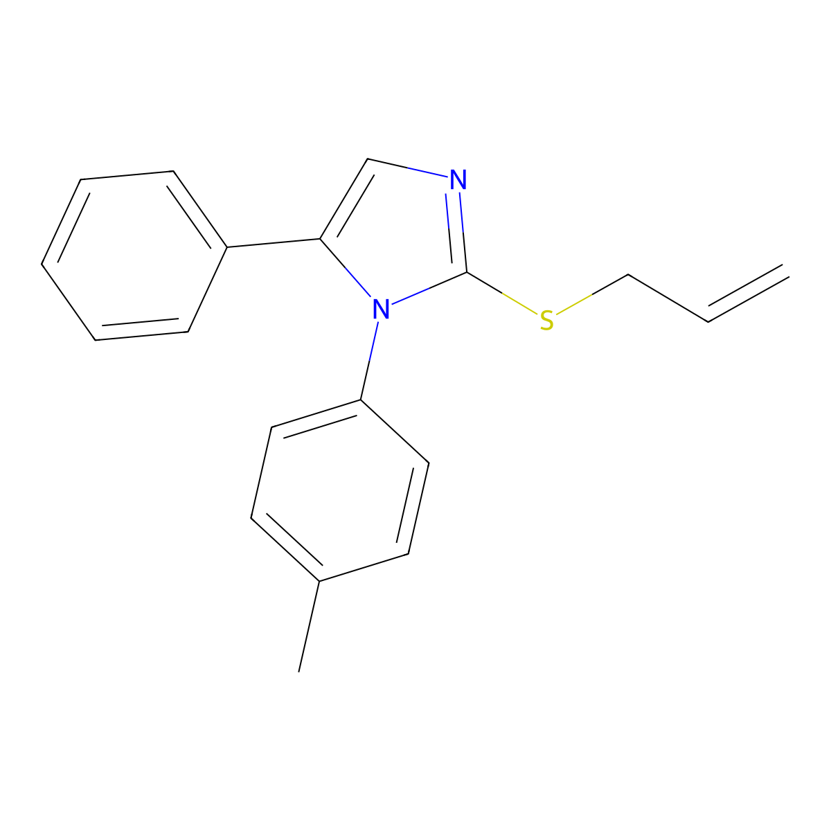 2-(allylthio)-5-phenyl-1-(p-tolyl)-1H-imidazole molecular structure, CAS 1206986-95-9