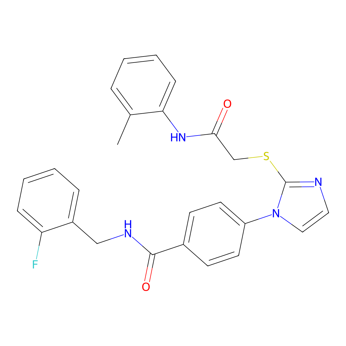 N-[(2-fluorophenyl)methyl]-4-[2-({[(2-methylphenyl)carbamoyl]methyl}sulfanyl)-1H-imidazol-1-yl]benzamide molecular structure, CAS 1206986-99-3