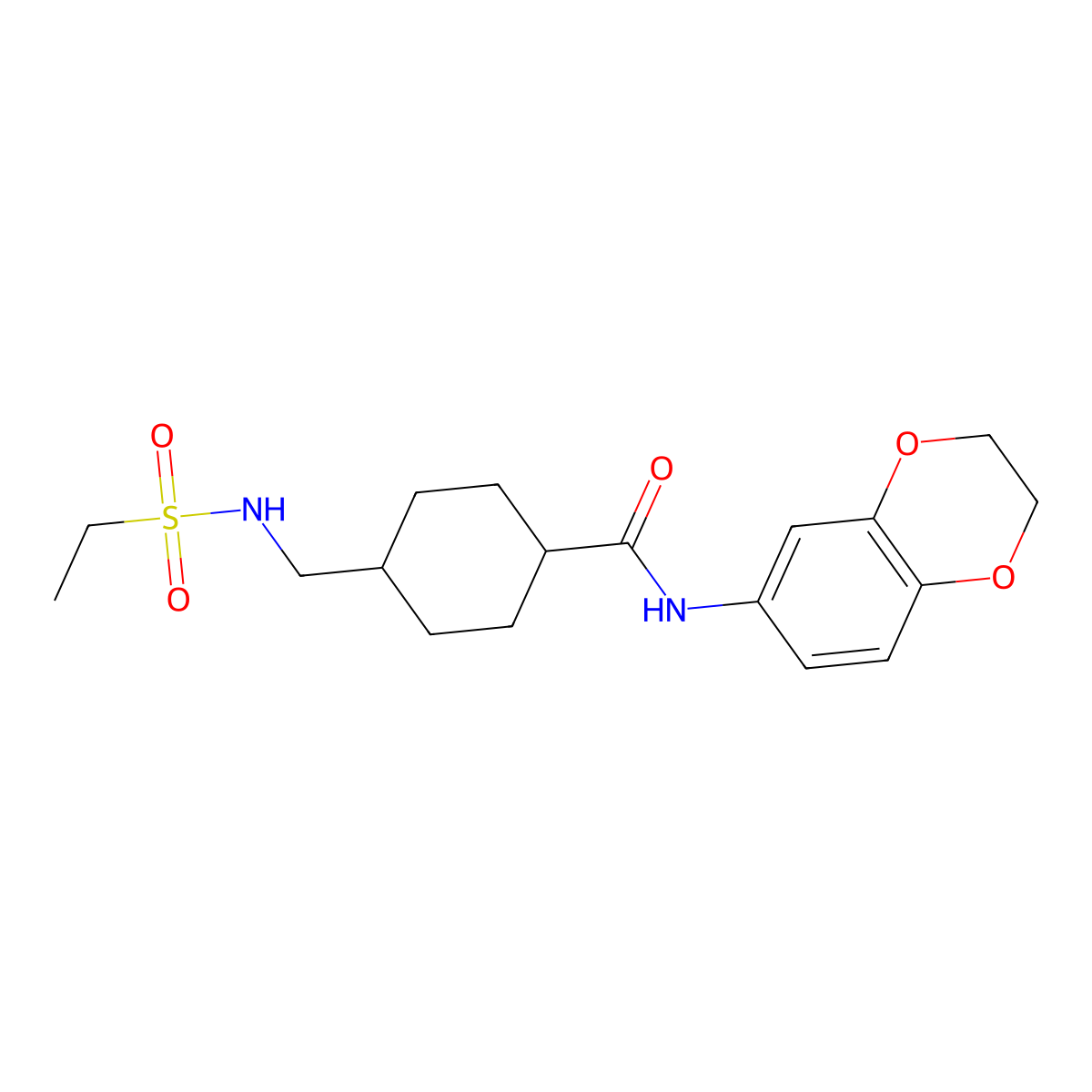 N-(2,3-dihydro-1,4-benzodioxin-6-yl)-4-(ethanesulfonamidomethyl)cyclohexane-1-carboxamide molecular structure, CAS 1206987-14-5